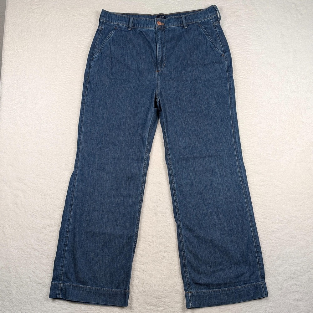 J Crew Jeans Womens 32 34x30 Blue Denim Trouser Pants Wide Leg BL905